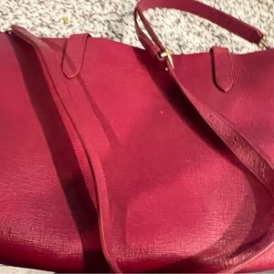 Cuyana small leather tote dark red
